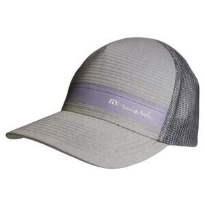 Travis Mathew Trucker Hat Cap Mens Size L - XL Gray Striped Golf Mesh Baseball